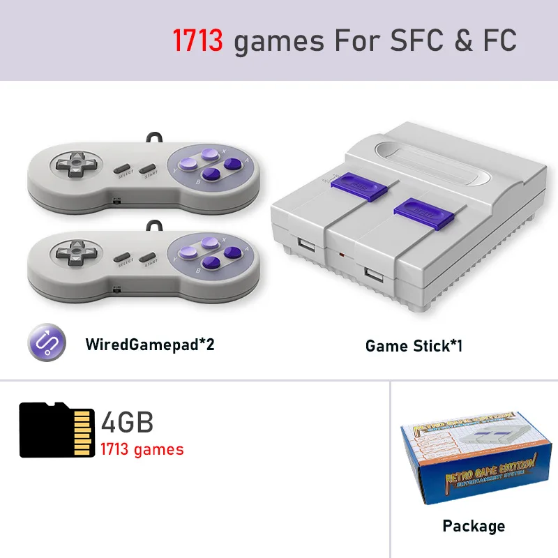 SNES SFC 16-bit super any classic games wireless retro home gaming console Red and White NES enlarge