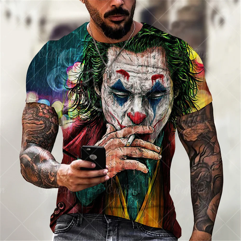 

New men's T-shirt summer 3D printing lone clown fashion casual men's street style round neck loose short sleeve top T shirt 90-6