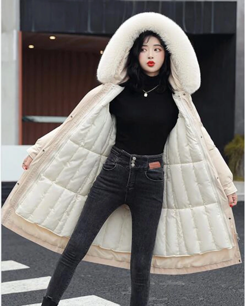Detachable liner Winter Women X-Long Parkas Coat -30 degrees Slim Hooded Thick Warm Jacket Female Winter Outwear Jacket parkas