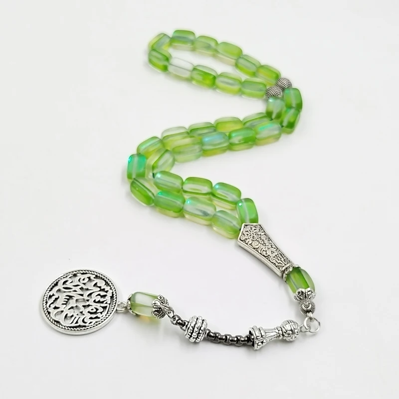 Фото Tasbih женские зеленые кристаллы 33prayer бусины мусульманский Ид ADHA подарок браслет Мисбаха исламские аксессуары на руку №4
