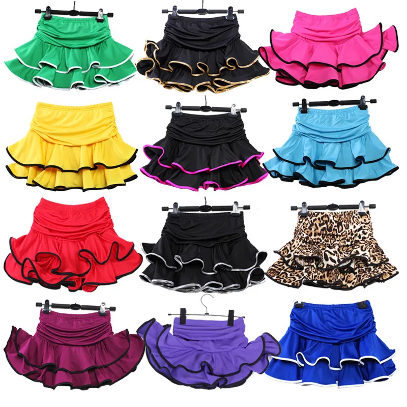 

High Quality Girls Latin Dance Skirt Women Kids Samba Cha-cha Rumba Dancing skirt Promotion 13 colors