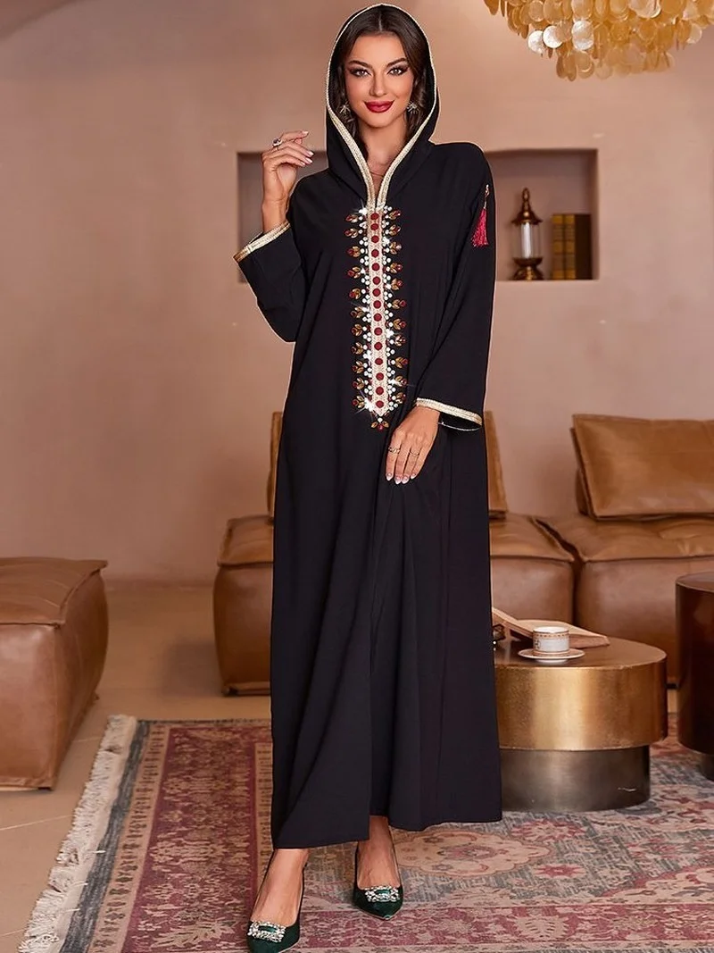 Ramadan Black Abaya Dubai Arabic Turkey Islam Muslim Long Dress Kaftans For Women Robes De Soiree Djellaba Femme Musulmane Niqab