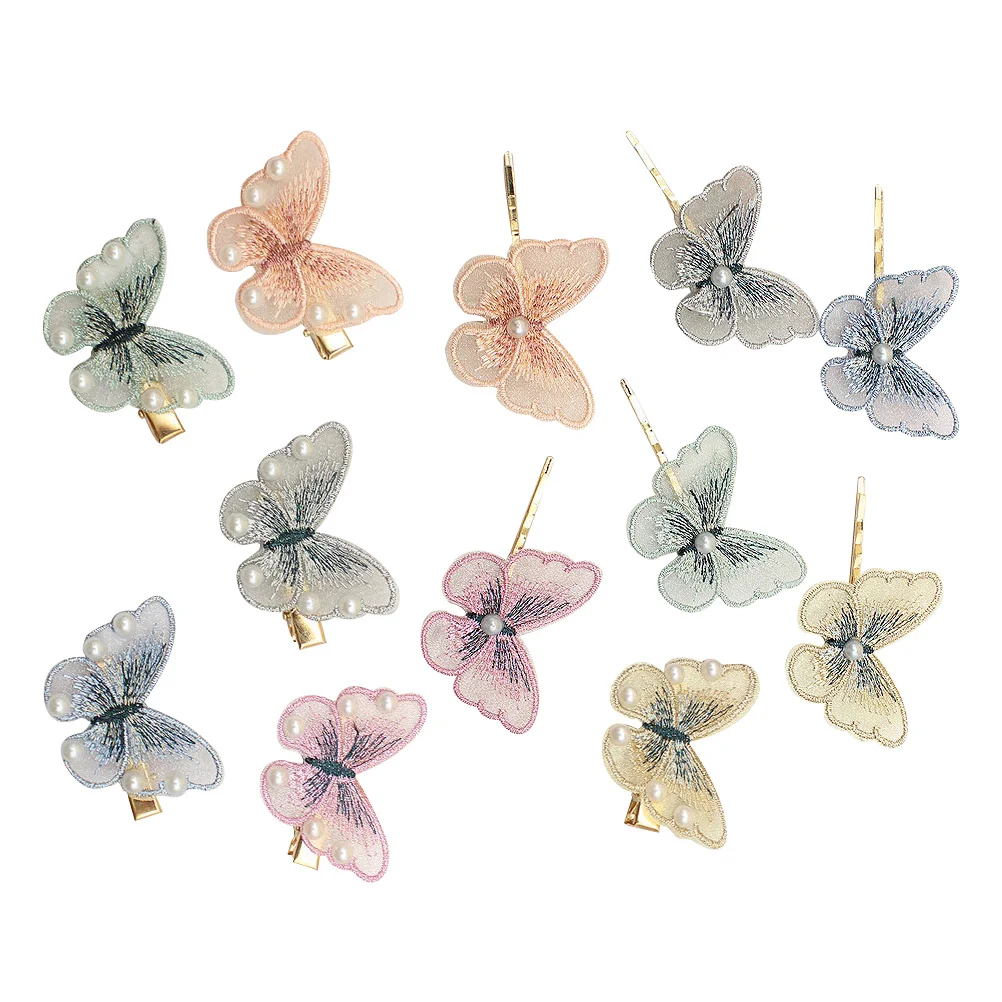 

Hair Clips Accessories White Mini Fairysmall Butterflies Hairpins Embroidered Clip