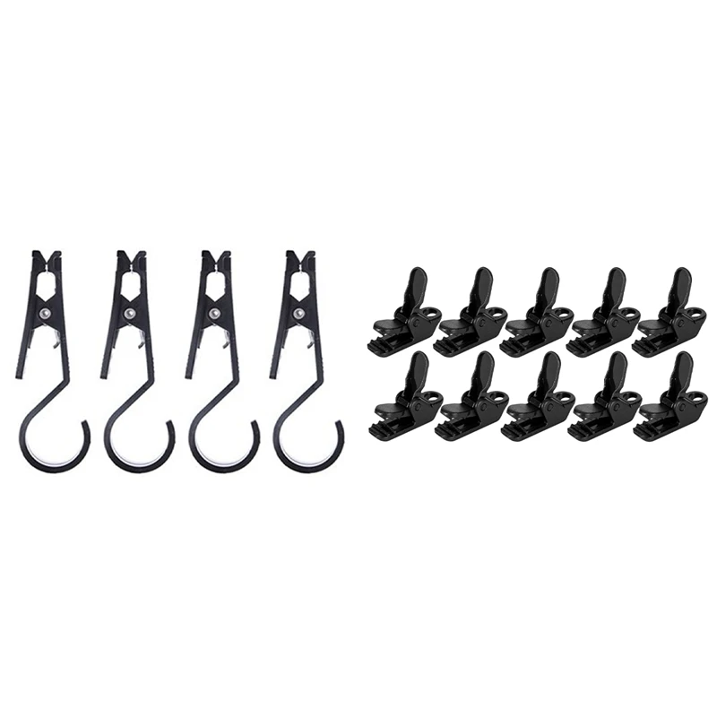 

10Pcs Tent Awning Canopy Clamp Tarp Clip & 4Pcs Awning Tent Clips Clasp Towels Cups Hanging Hooks