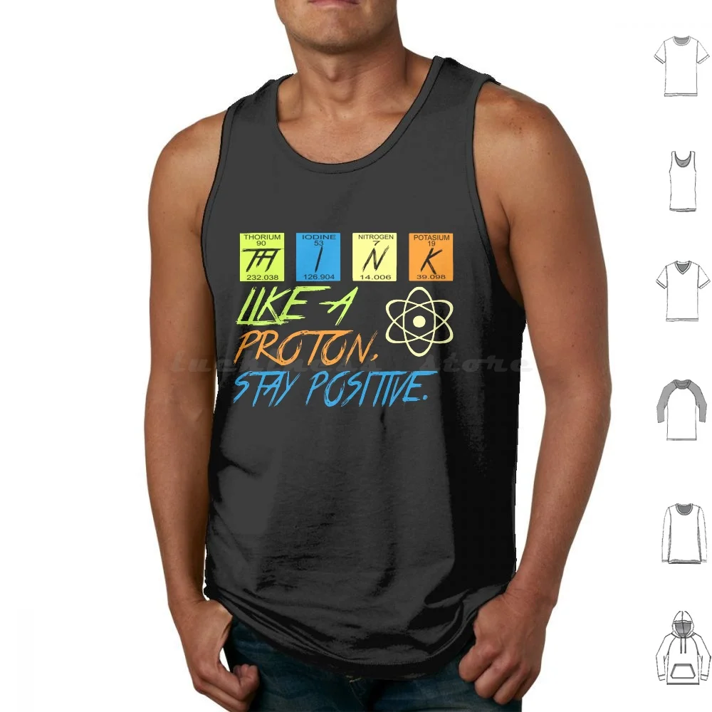 

Think Like A Proton Stay Positive Tank Tops Vest Sleeveless Think Like A Proton Proton Positive Science Physics Proton Stay