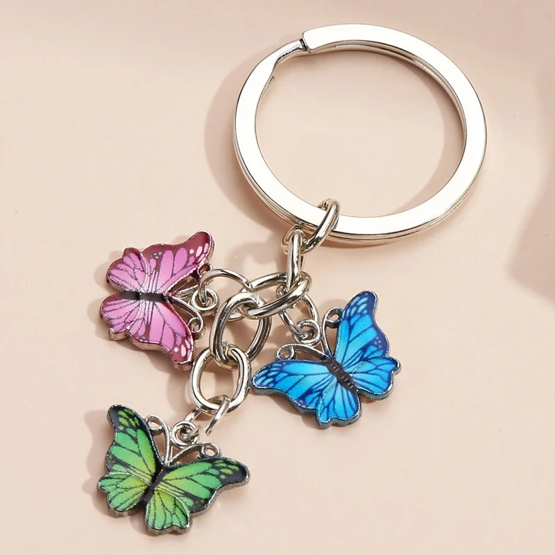 

Cute Keychain Colorful Butterfly Key Ring Enamel Flying Animals Key Chains for Women Girls Handbag Accessorie Handmade Jewelry