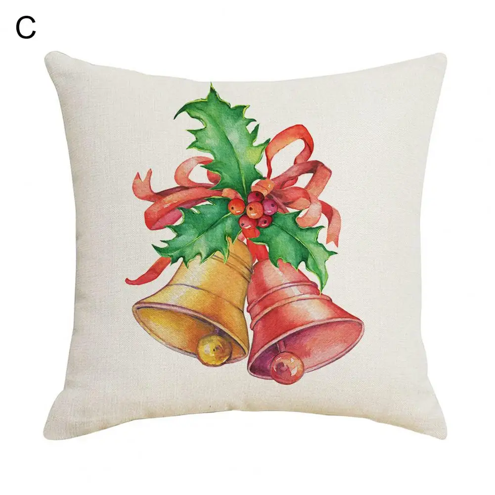 

Useful Anti-fading Pillow Slipcover Hidden Zipper Happy Holiday Santa Claus Throw Pillow Cover Xmas Decor Create Atmospheres