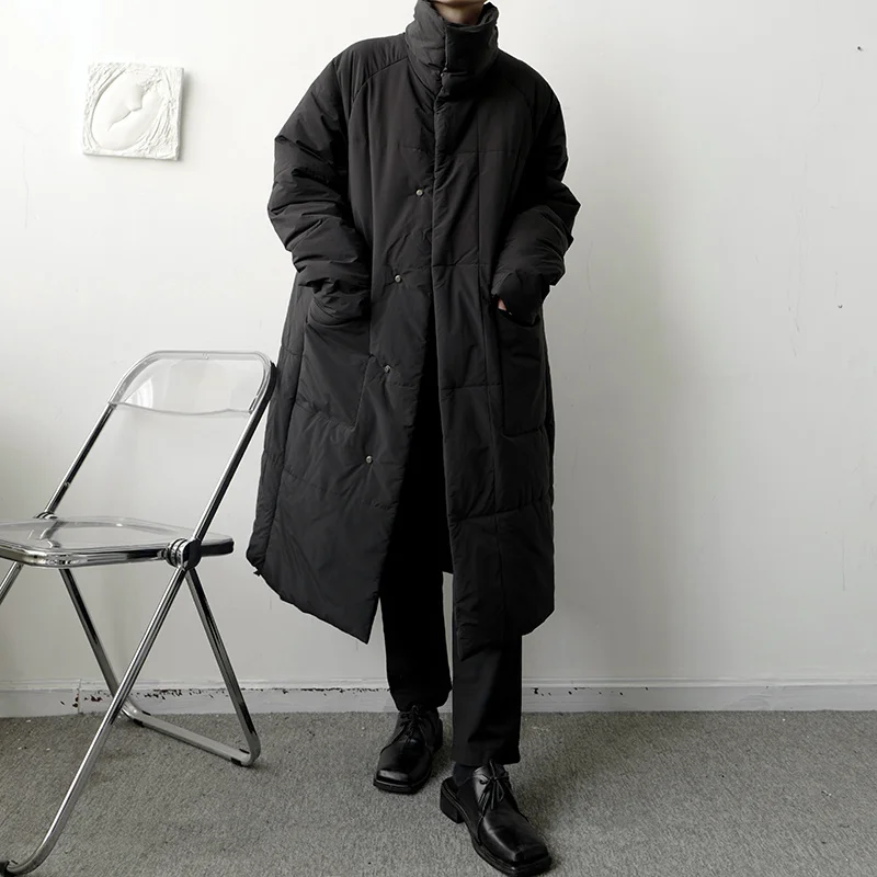 Winter Jacket Men Warm Fashion Black Thickened Down Jacket Men Japanese Streetwear Loose Oversize Thick Long Coat Mens Parker