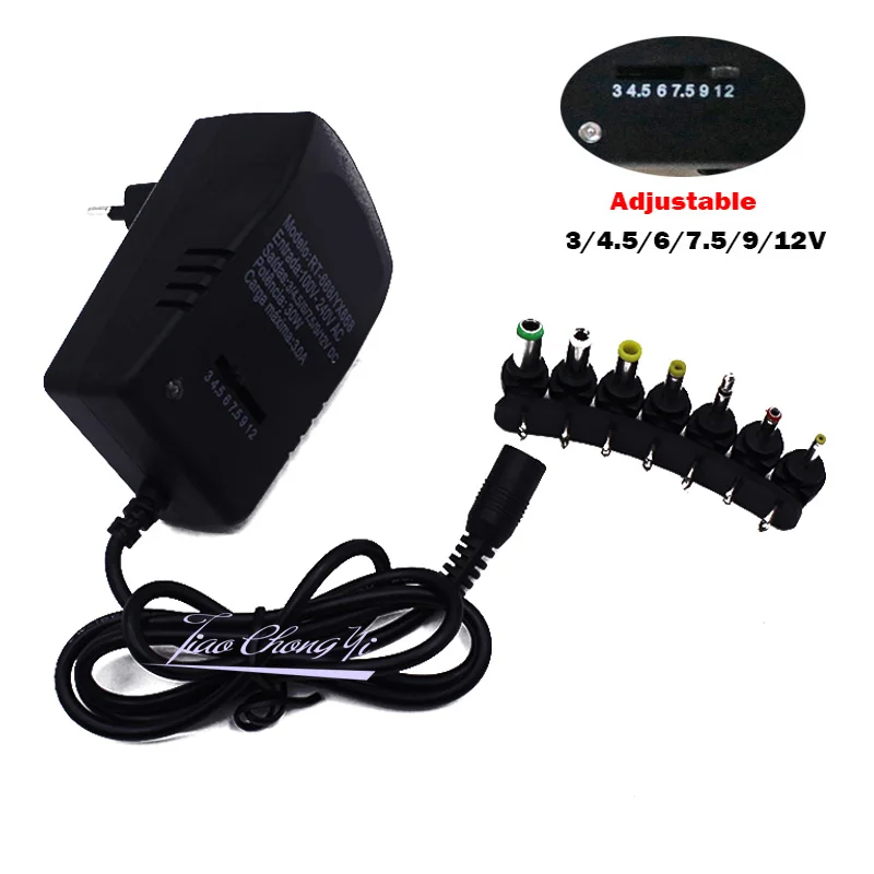 

30W EU/US 12V 3V 4.5V 6V 7.5V 9V 3A AC DC Adaptor Adjustable Power Adapter Universal Charger Supply for led light strip lamp