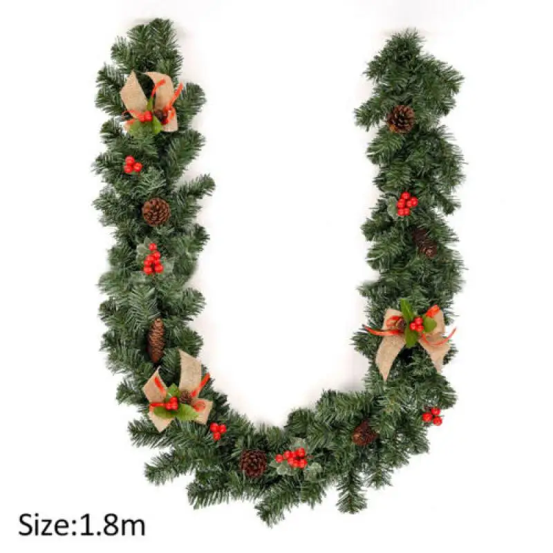 

Hanging Ornaments Door Fireplace Wreath Artificial Tree Rattan 180cm Pvc Christmas Wreath Decoration Vivid Party Stair Pendant