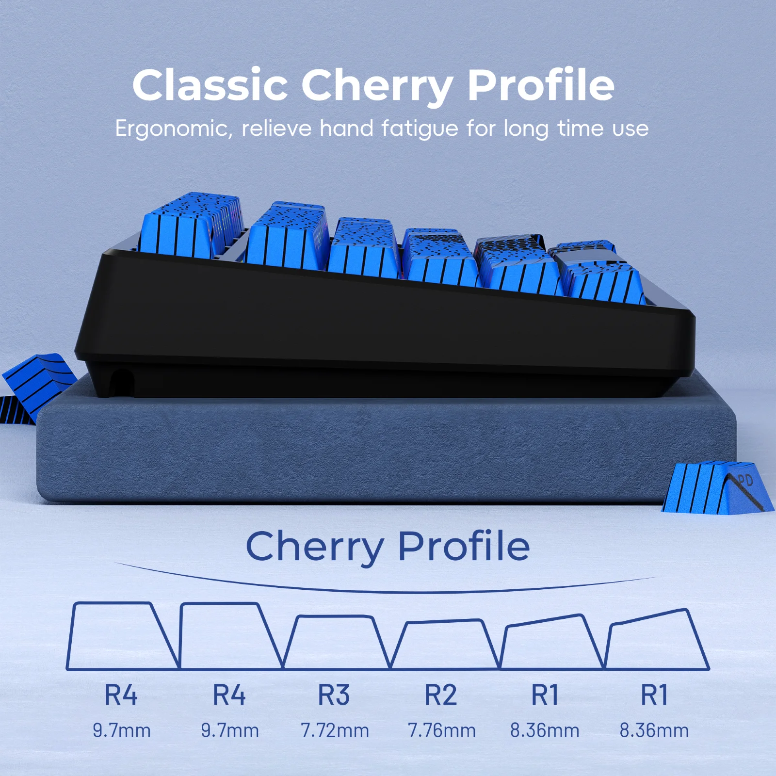 Колпачки для клавиш XVX Blue Contour Line двойная боковая печать вишневый профиль игровые