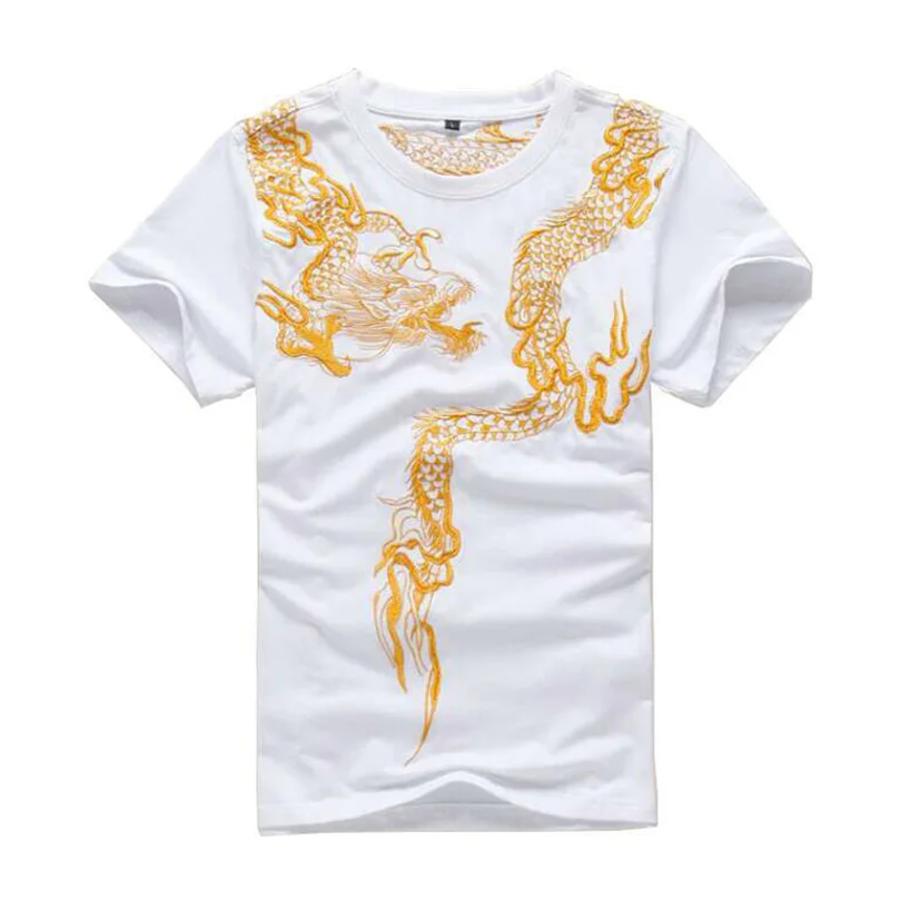 Футболка мужская с вышивкой в стиле хип-хоп хлопковая рубашка коротким рукавом