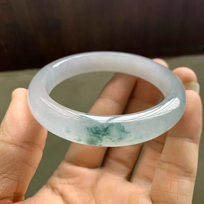 

Натуральный бирманский изумрудсветильник-голубой цветок 54 мм-64 мм браслет элегантная принцесса ювелирные изделия лучший подарок для мамы ...