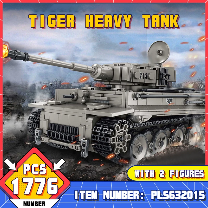 Строительные Блоки Tiger Heavy Tank PLS 632015 1746 Военная Модель Истории Второй Мировой