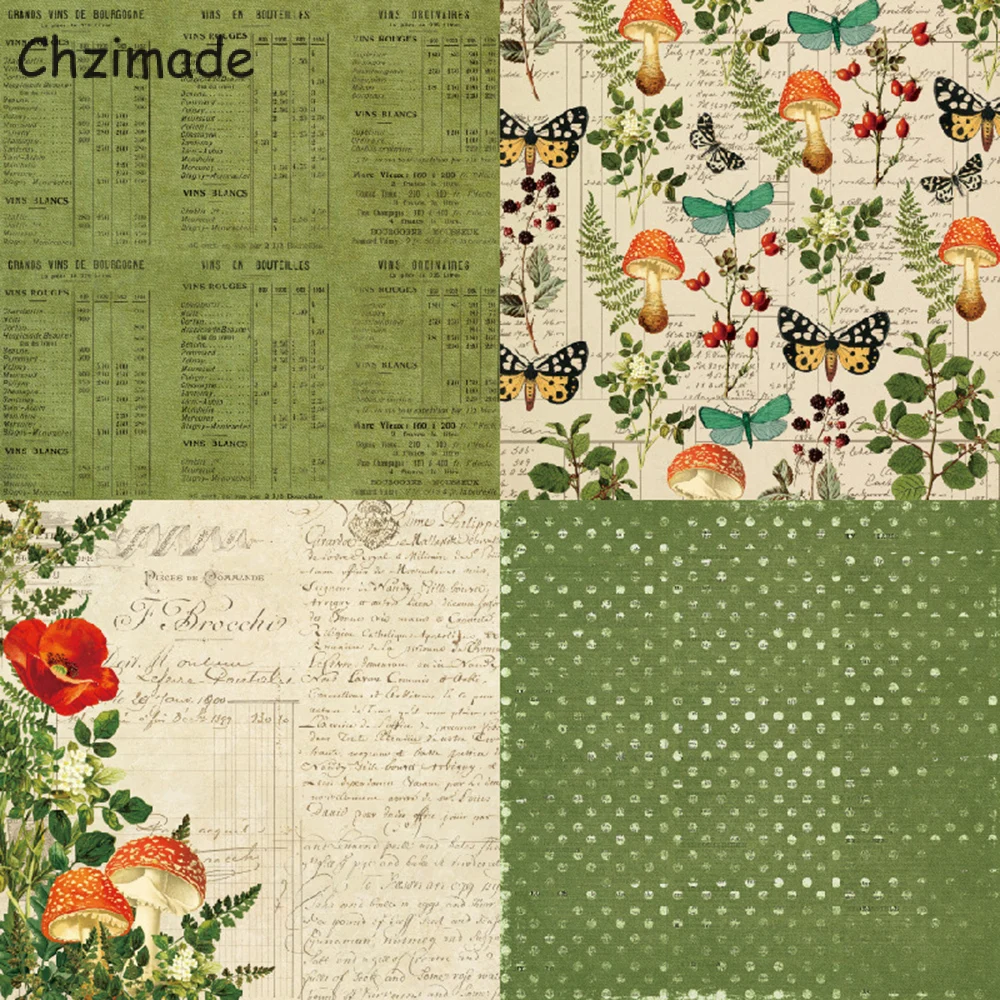 Chzimade 12 Sheets Serenity Junk Journal Scrapbooking Paper Packs Pads Background Card Makings Diy Decorative Crafts |