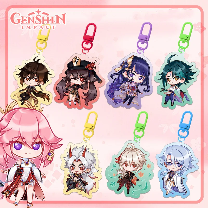 

Anime Keychain Genshin Impact Venti Paimon Player Diluc Klee Man KeyChains for Women Accessories Cute Bag Pendant Key Chain Gift