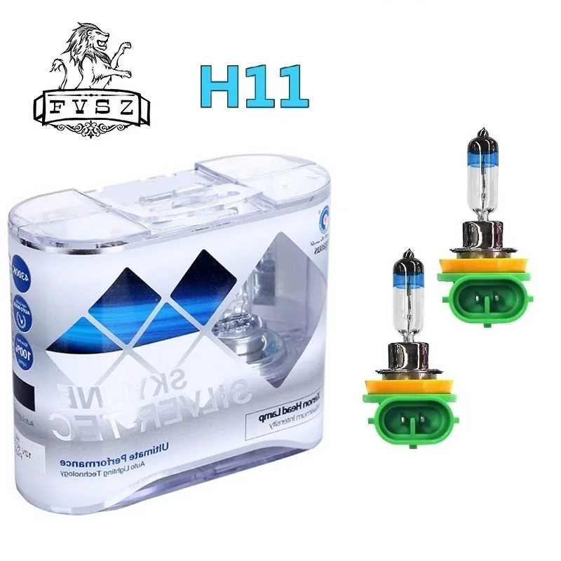 2 шт. H11 12 В 55 Вт/100 Вт галогенные лампы для автомобильных фар Сверхъяркие Ксеноновые аналогичные Автомобильные противотуманные фары 4300 К желтые 6000 К белые