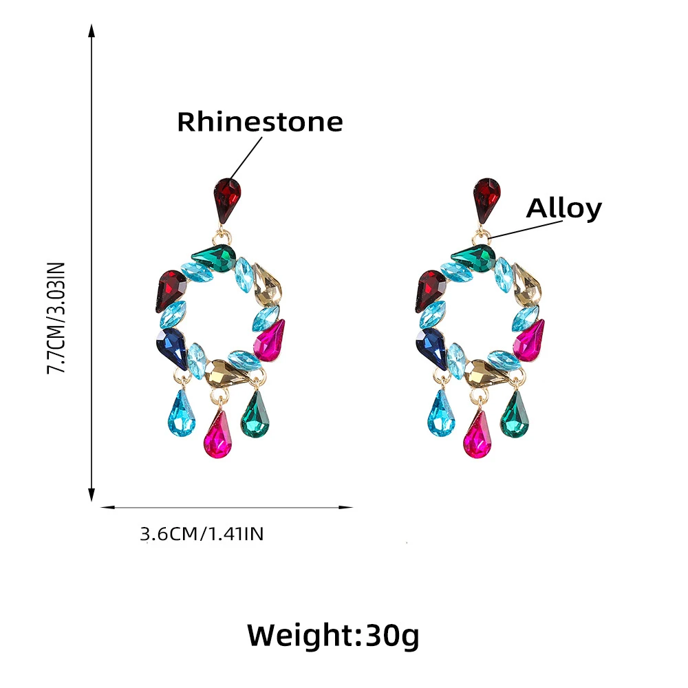 Серьги в форме капли воды геометрические Красочные Стразы для женщин Свадебные