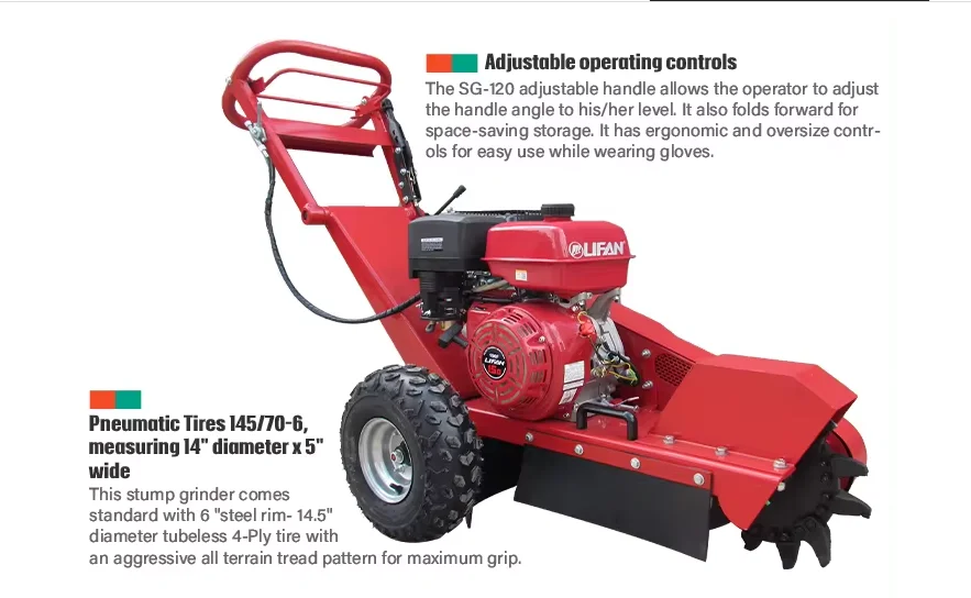 Фото Измельчитель пней POWER STUMP REMOVAL SG-120 для удаления пней деревьев с 12-дюймовыми лезвиями, 15 л.с., двухлезвийный, внедорожный №3