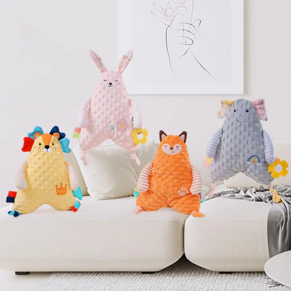 Baby Sleep Doll Soft Cartoon Lovely Bite-resistant Soothing Towel Appease Bean Fleece Rabbit Baby Soothing Doll for Indoor