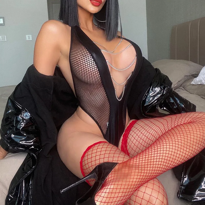 

Женское боди с вырезами и открытыми плечами, женское Прозрачное нижнее белье