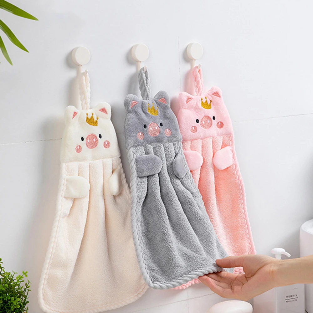 

Hand Towel Quick Dry Coral Velvet Kitchen Wipe Towels Bathroom Dishcloths Cartoon Absorbent Towels Cute Dishrag Cleaning Cloth