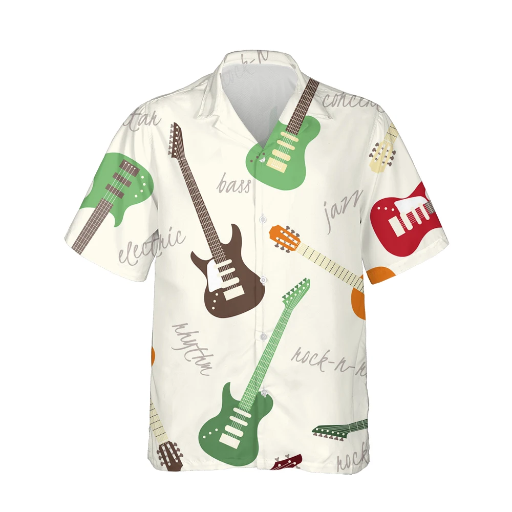 Jumeast 3D HIP HOP Men Shirts Colorful Guitar Pattern Fashion Summer Short Sleeve Oversized Shirt For Men Casual Streetwear Tops