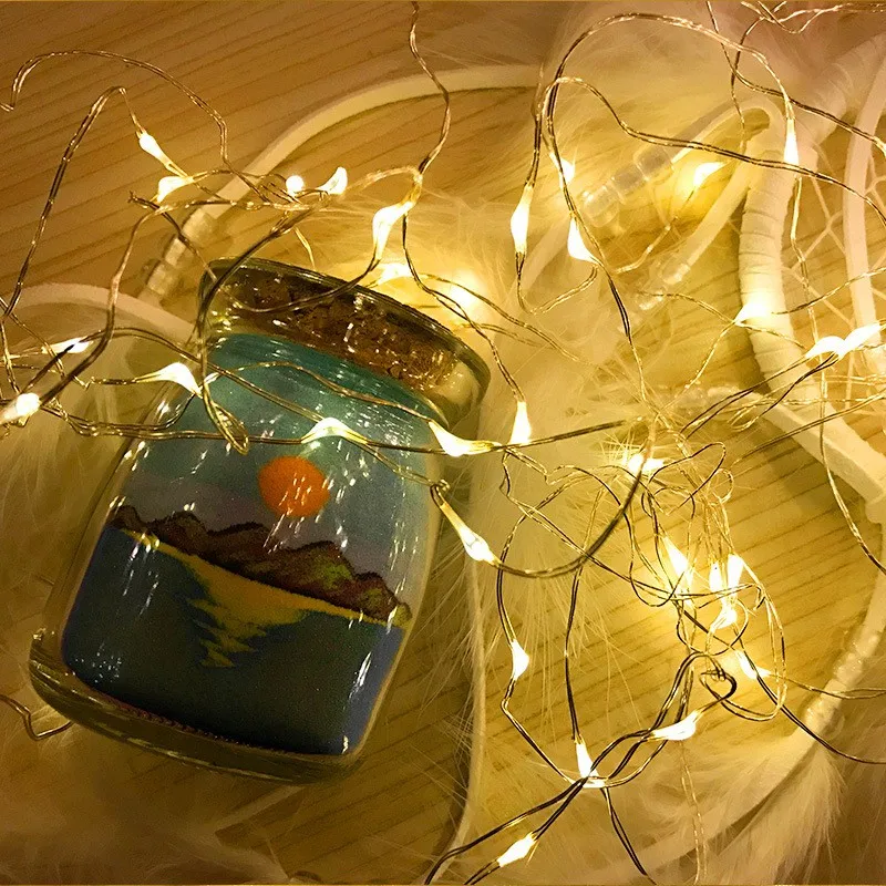 

10LED Fairy Lamp Copper Wire String Lights Waterproof Garland Light For Home Christmas Wedding Party Decoration Bouquet Lights
