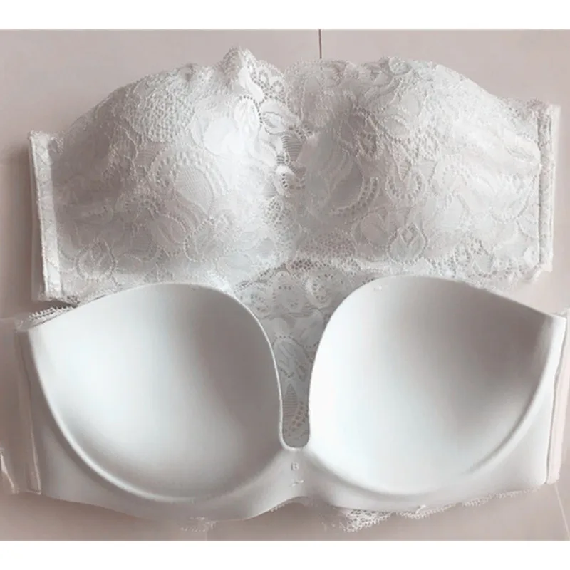 Sexy Lace Women's Bra Invisible Push Up Bra Self-Adhesive Silicone Seamless Front Closure Wedding Sticky Backless Strapless Bra