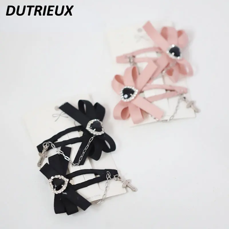 

Mine Series Mass-Produced Lolita Hair Accessories Sweet Girls Jk Bow Fringe Hairpin Internet Celebrity A Pair of Hairclips