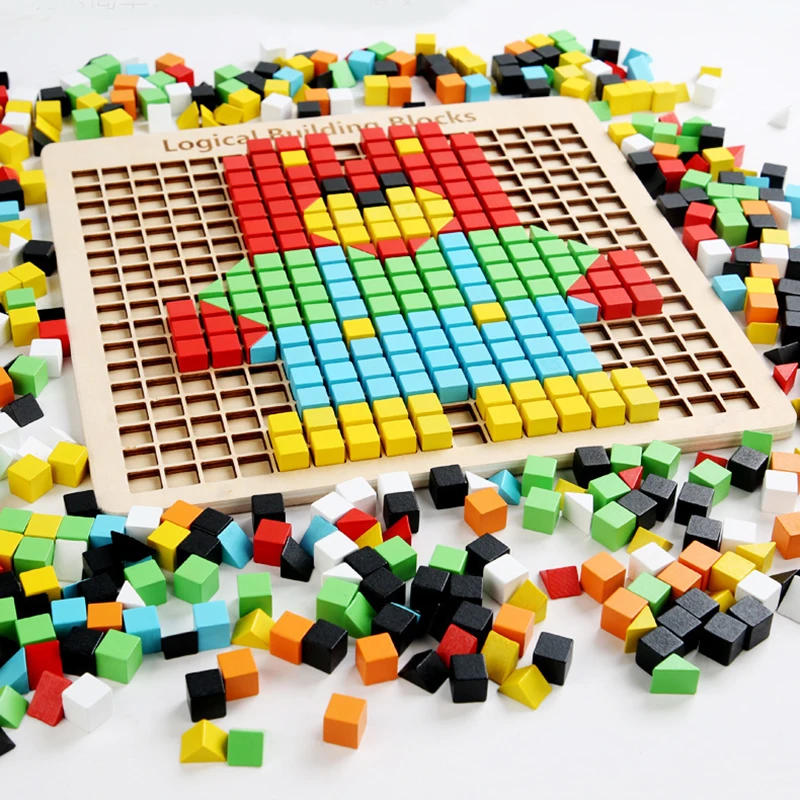 

Wooden New Children Intelligence Toy Granule Assembly Plate Early Education DIY Building Block Toy Creative Small Granule Puzzle