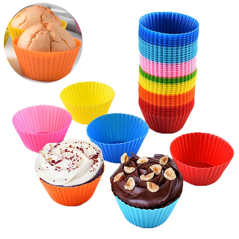 

12pcs/Set Silicone Cake Mold Round Shaped Muffin Cupcake Baking Molds Kitchen Cooking Bakeware Maker DIY Cake Decorating Tools