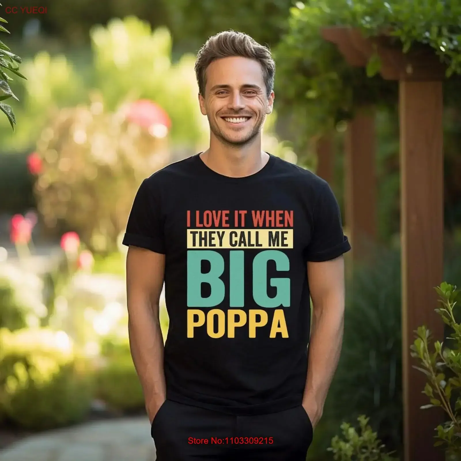 Фото Футболка Big Poppa в стиле ретро: забавная, для дедушки, нового папы, мужчин, на День отца. Винтажная, с эффектом потертости, универсальная, стильная, модная, слегка состаренная. №1