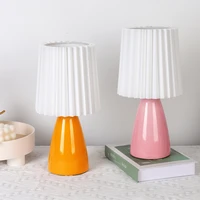 modern table lamps creative pleated lamp for bedroom romantic warm decoration light dining living room home decor led lighting