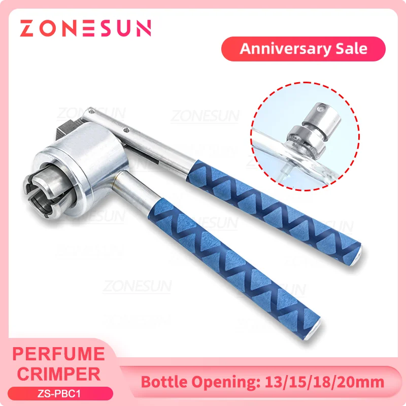 

ZONESUN Perfume Bottle Crimper Stainless Steel Manual Spray Vial Capping Top Seal Capping Tool 13 15 18 20mm ZS-PBC1