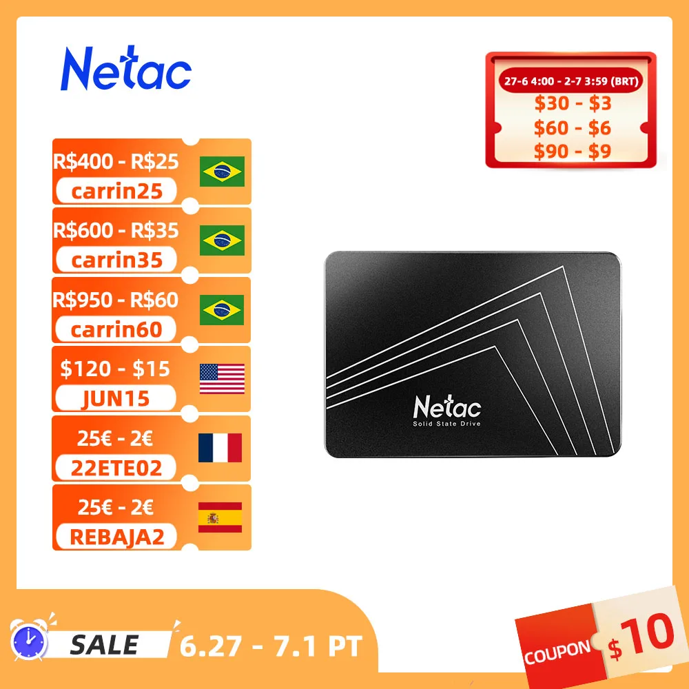 

SSD-накопитель Netac, 240 ГБ, 2,5 ГБ, 500 Гб, 120 ГБ, 128 ГБ, 256 ГБ, 480 ГБ