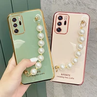 for redmi note10 case luxury electroplated pearl bracelet holder cases for redmi note 10 10s 10pro 9s 9t 8pro 8t 7 7a 8a 9 9a 9c