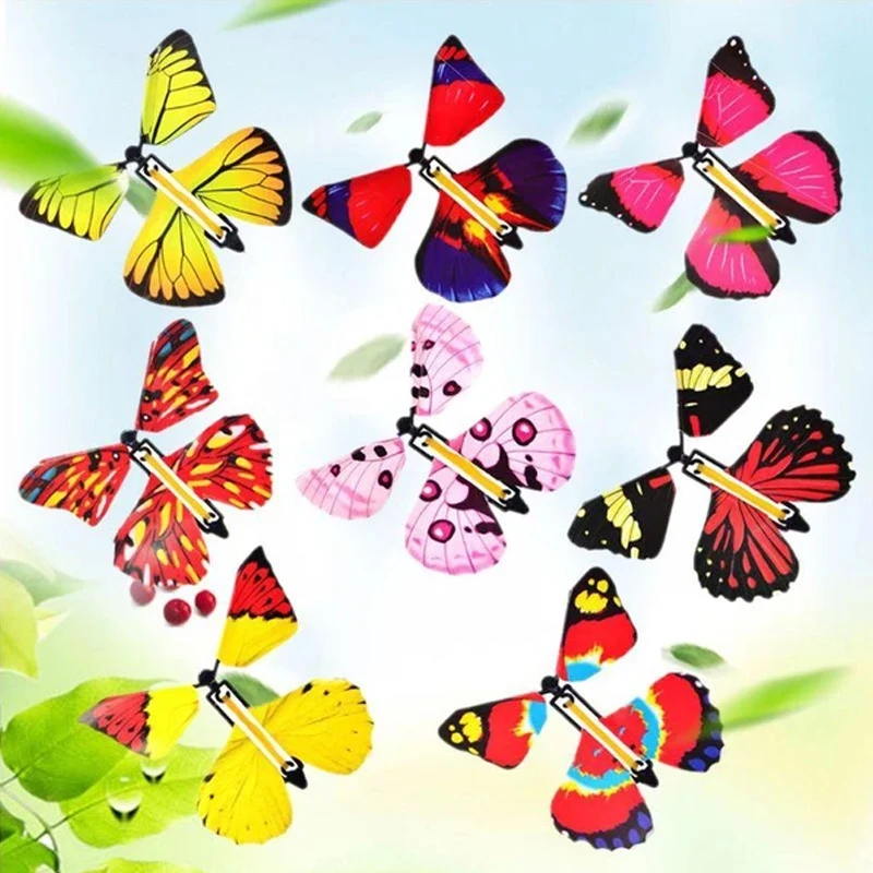 

10/20PCS Flying In The Book Fairy Rubber Band Powered Wind Up Great Surprise Birthday Wedding Card Gift Butterfly Card Magic Toy