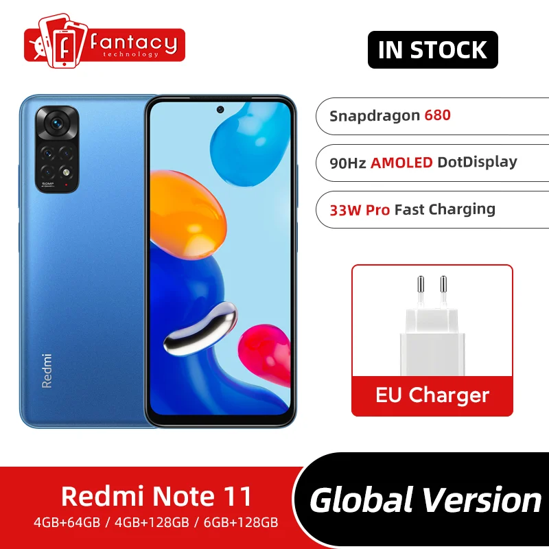 

Смартфон Xiaomi Redmi Note 11, Snapdragon 680 восемь ядер, 33 Вт, Pro, быстрая зарядка, 50 МП, четыре камеры, дисплей 6,43 дюйма