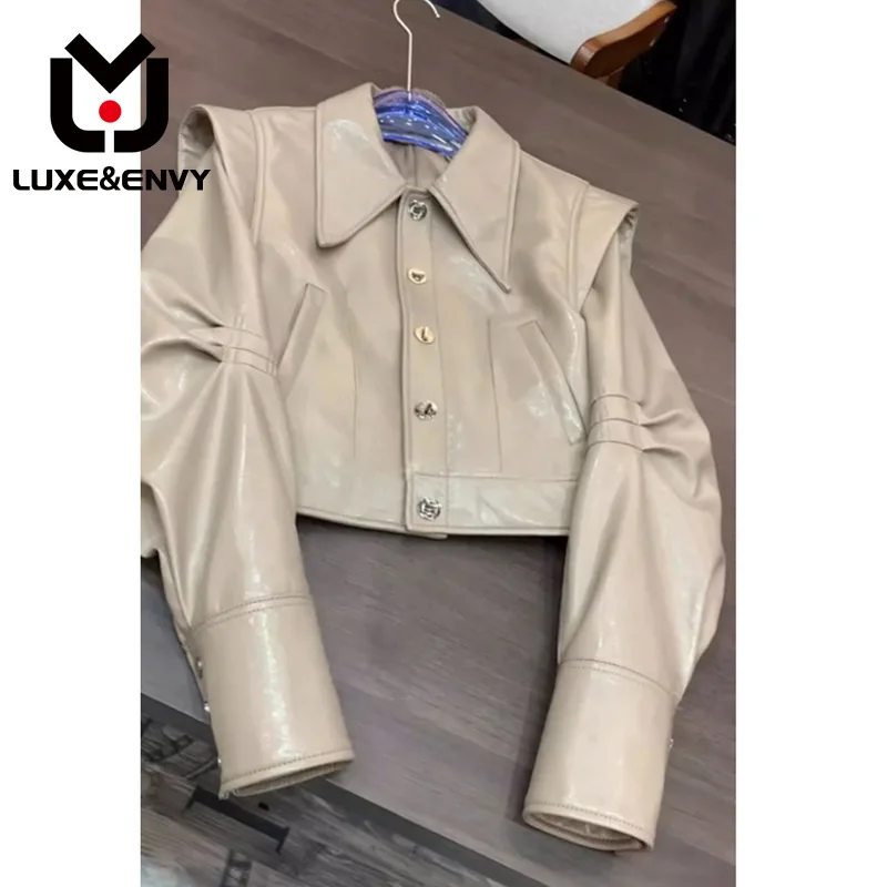 

Роскошное & ENVY короткое кожаное пальто, зимняя небольшая Улучшенная внешняя искусственная куртка, топ, осень 2023