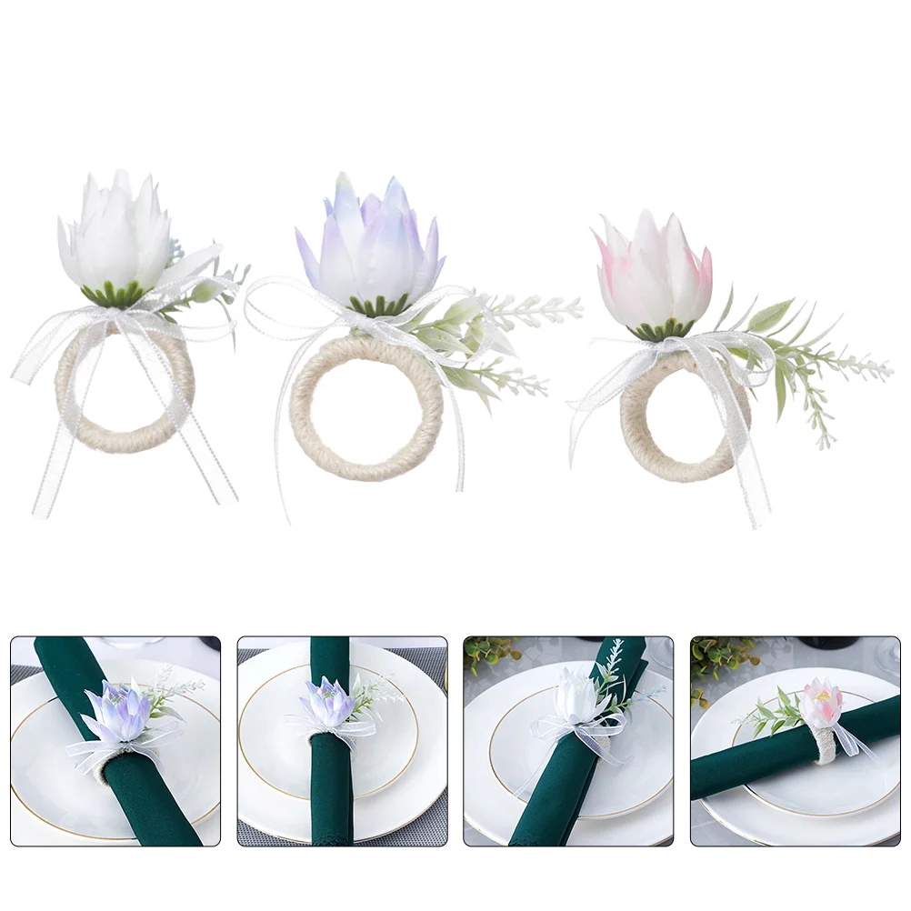 

Napkin Rings Flower Floral Modern Farmhouse Wedding Table Party Holder Bands Clasp Serviettecocktail
