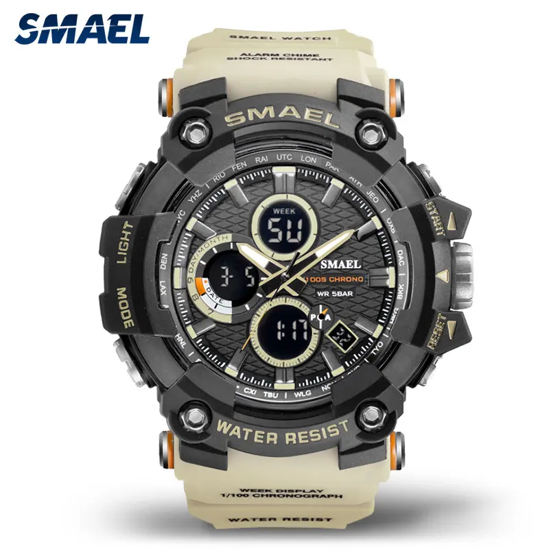 

SMAEL Dual Time Quartz Digital Watches Men Military Sports Waterproof Luminous Wrist Watch Watch relogio masculino часы 1802S
