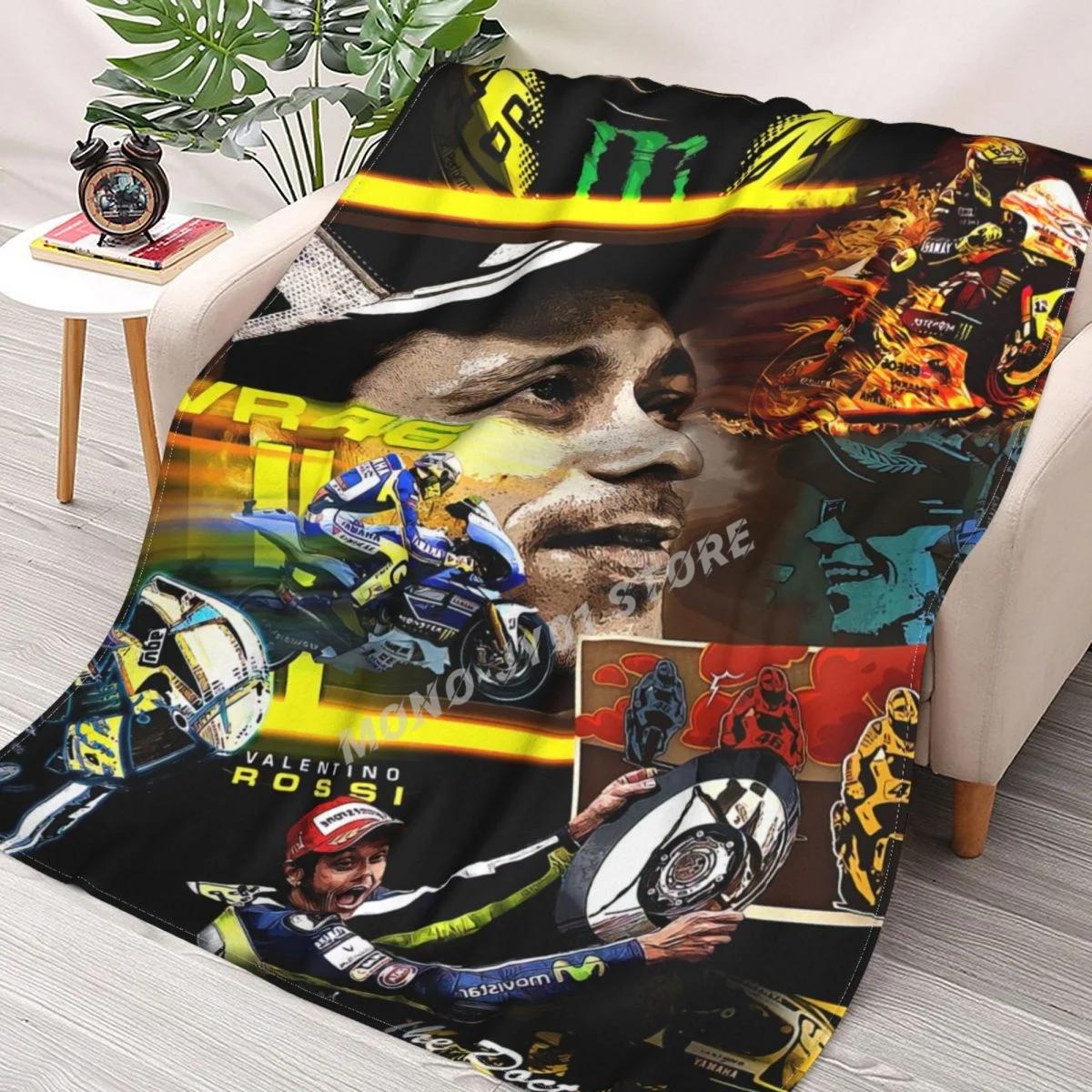 

Valentino-Rossi VR46 Throw Blanket Sherpa Blanket cover Bedding soft Blankets