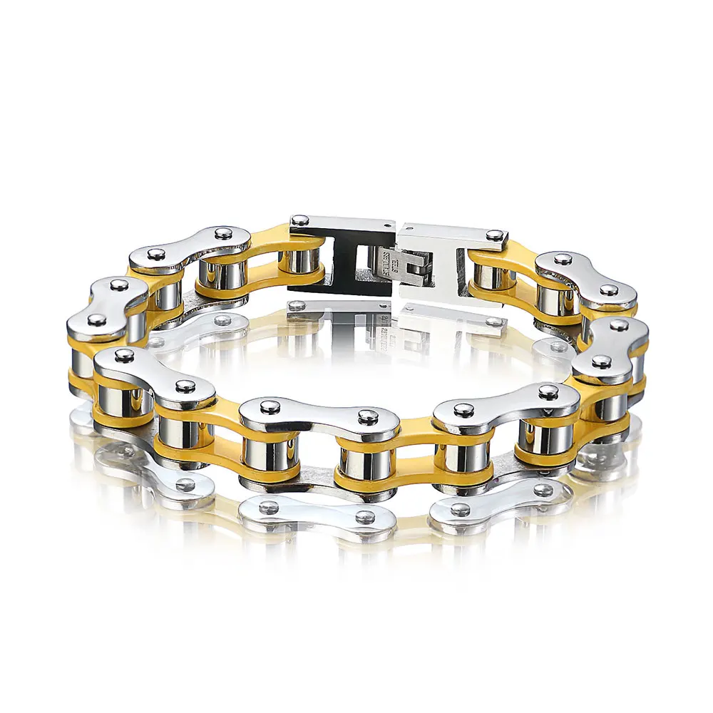 

Цепь на запястье для мужчин и женщин, желтая Байкерская цепь, браслет из нержавеющей стали
