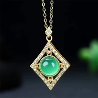 hot selling natural hand carved jade refined copper plated 24k imperial green necklace pendant fashionjewelry menwomen luckgifts