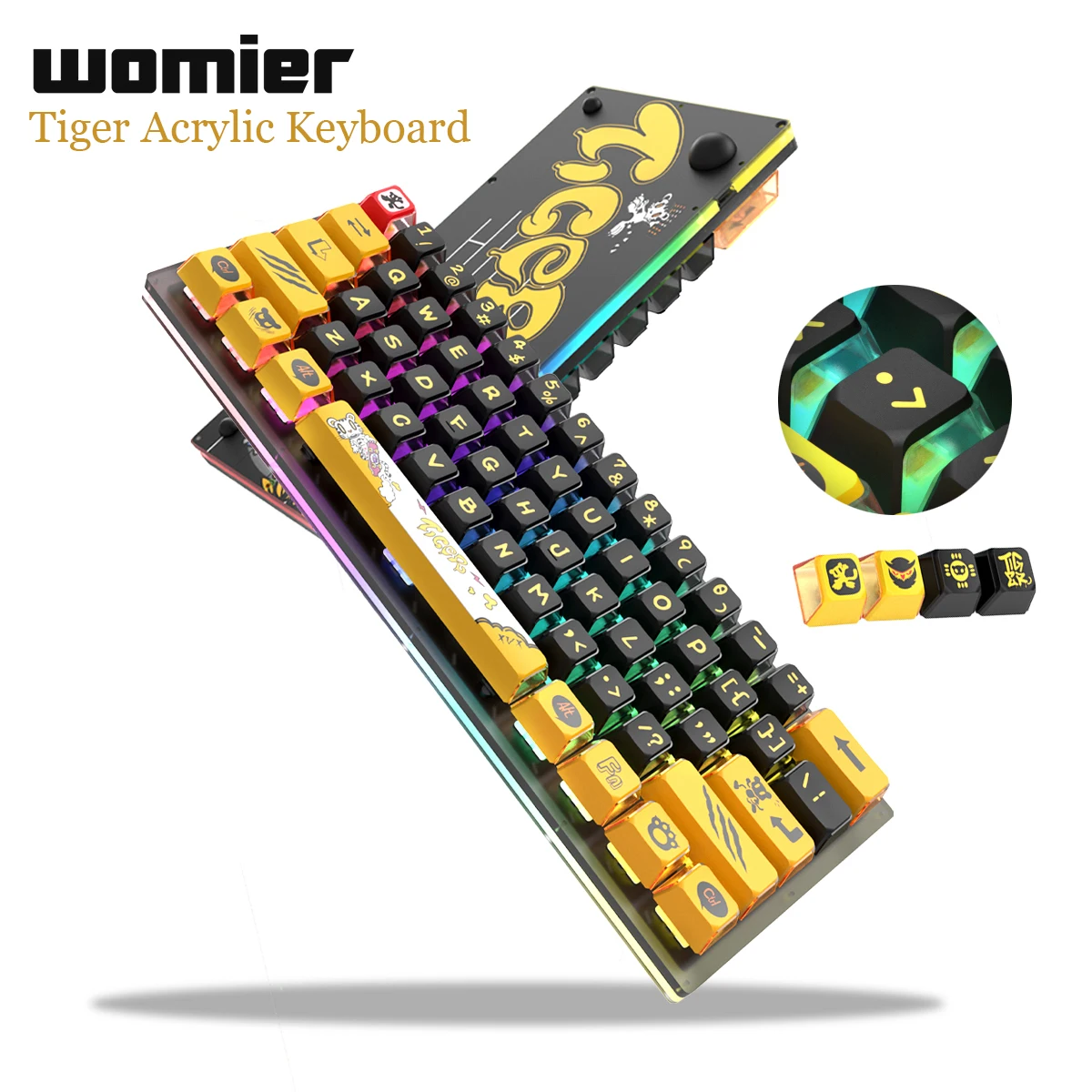

Womier Tiger K61 Mechanical Keyboard 61 Keys Hotswap Acrylic RGB Backlit Gamer Keyboard 60% Layout Gateron Switch for PC Xbox