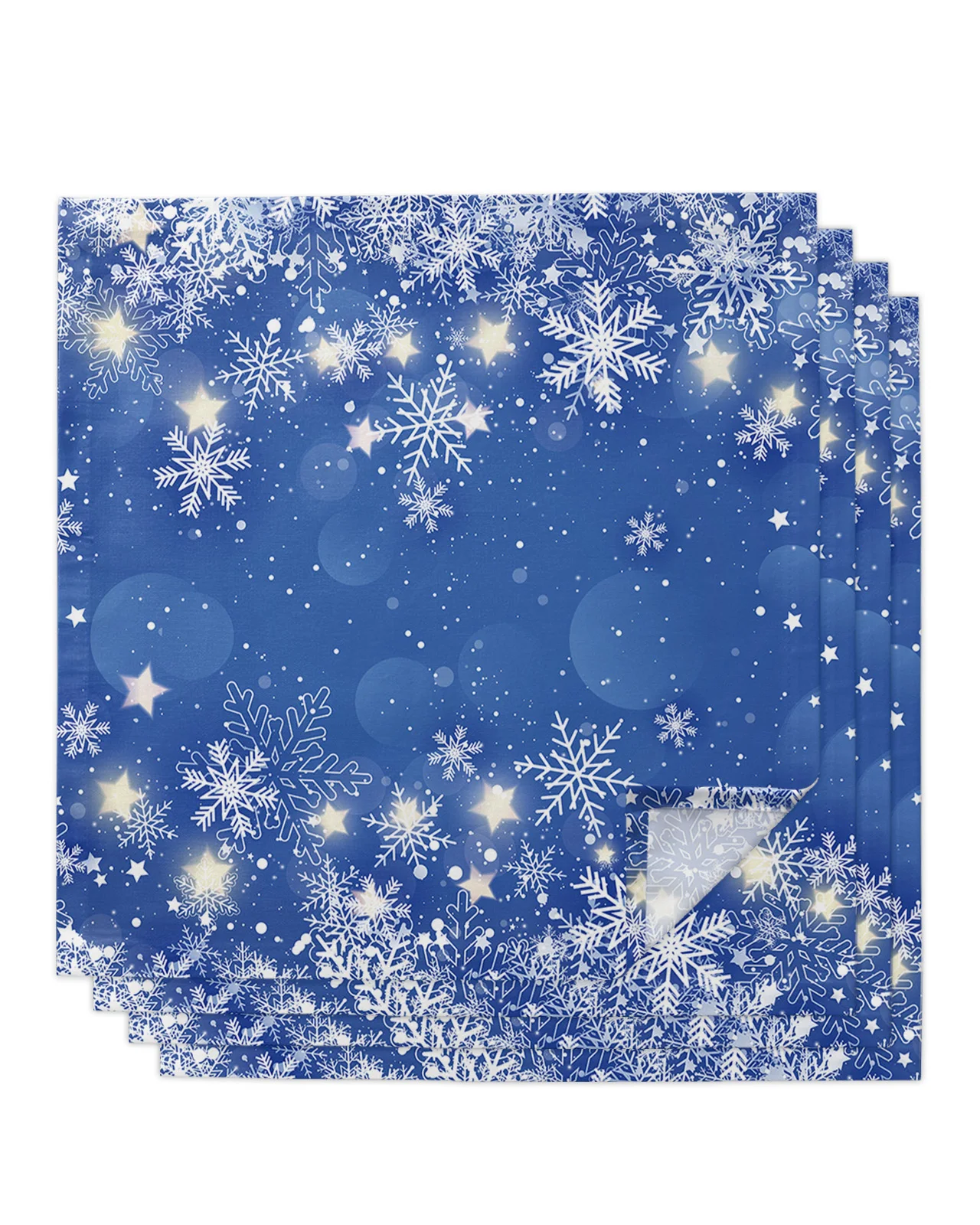 

4pcs Christmas Snowflake Winter Blue Square 50cm Table Napkin Wedding Decoration Table Cloth Kitchen Dinner Serving Napkins