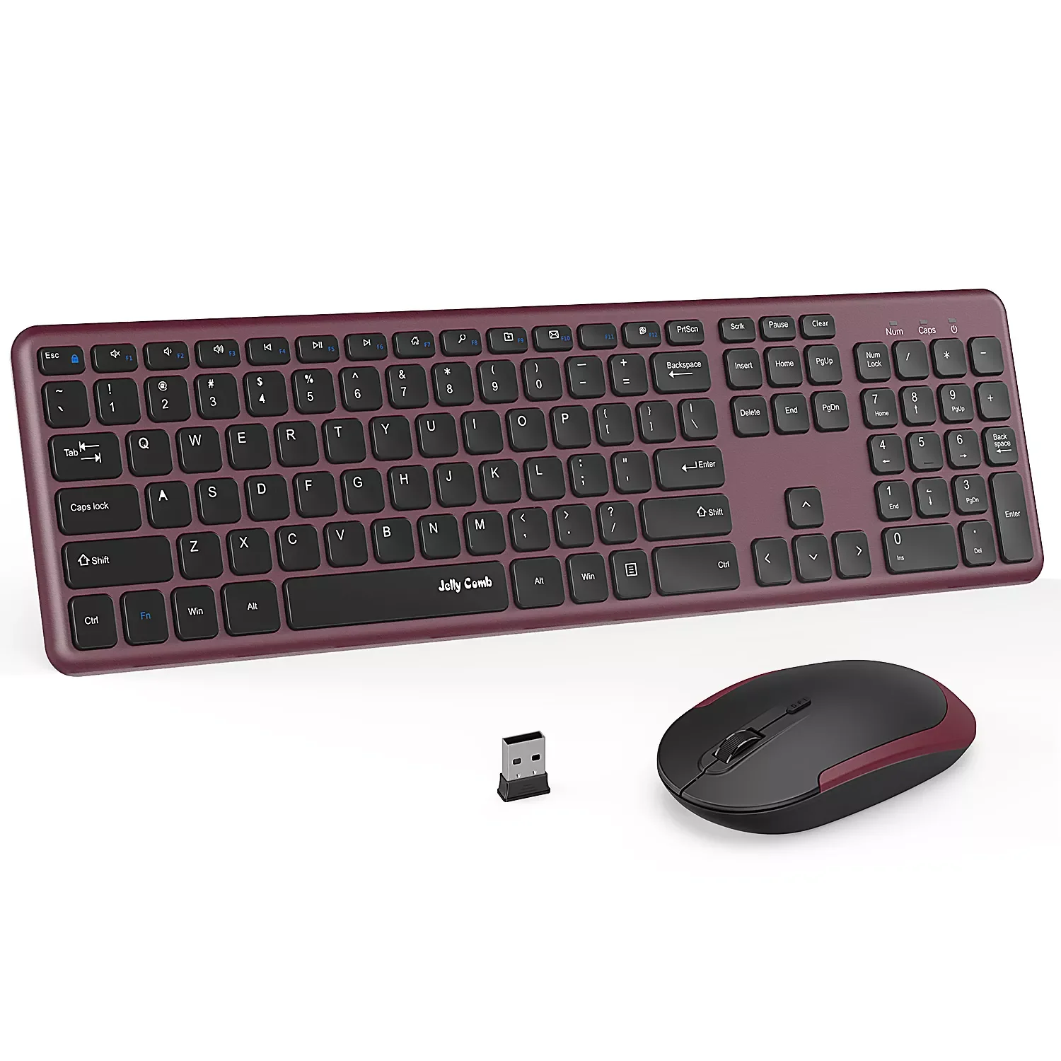 

Jelly Comb Wireless Keyboard and Mouse Combo 2.4GHz Ultra Thin Mouse Full Size Keyboard with Number Pad for Computer PC Notebook