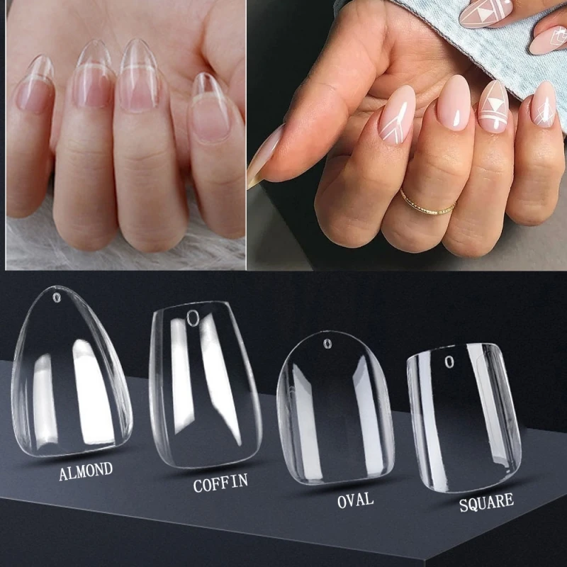 

120pcs Oval Coffin Almond Square Soft Gel Short Press On Tips False Nails Finger Artificial Nail Art Tip Salon Manicure Supply