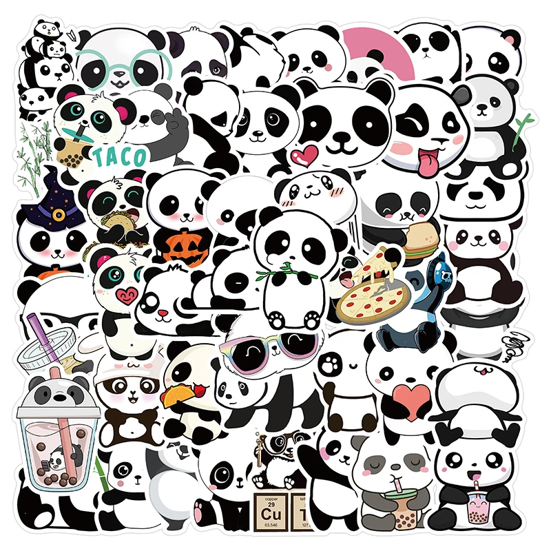 

50 pcs China Panda Stickers PVC Waterproof Stickers Scrapbooking DIY Journaling Sticker Laptop Cup Decorative Sticker Stationery
